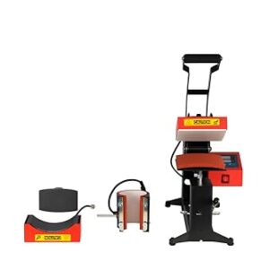 KEIKI 5.8×5.8 Inch Mini 3 in 1 Combo Digital Manual Sublimation KEIKI Heat Press Machine for Cap, Hat and Cup, Heat Transfer Printing Machine for Label and Tag, for Home and Commercial, 110V,400W
