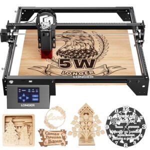 LONGER Laser Engraver Ray5 5W Higher Accuracy DIY Laser Engraving Machine with 3.5″ Touch Screen,Offline Usage Laser Cutter,400x400mm,0.08mm Laser Spot, CNC Laser Cutter for Wood Metal Acrylic Glass