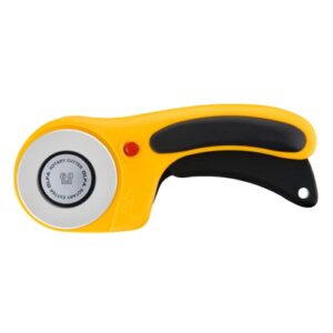 OLFA 60mm Ergonomic Rotary Cutter (RTY-3/DX) – Rotary Fabric Cutter w/Blade Cover & Squeeze Trigger for Quilting, Sewing, Crafts, Replacement Blade: OLFA RB60-1