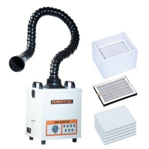 POWERTEC Solder Fume Extractor, 3-Stage Filtration System, 120W Suction 138CFM (235m³/h) Low Noise Smoke Absorber for Laser Cutter & 3D Printer, Smoke Purifier for Desktop Soldering & Welding (FE1380)