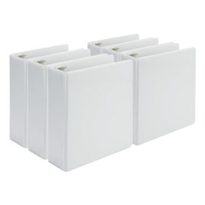 Samsill Economy 2 Inch Mini 3 Ring Binder, Made in The USA, 9.1″ x 7.5″ Round Ring Binder, Non-Stick Customizable Cover, White, 6 Pack