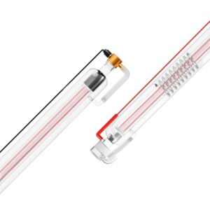 VEVOR 60W CO2 Laser Tube, 49.2 in (1250 mm) Length, 2 in (55 mm) Dia Borosilicate Glass Laser Cutter Tube with Metal Head, 5000-6000hr Wires Preconnected for Laser Engraver Engraving Cutting Machine