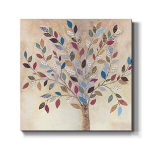 Wexford Home Square Premium Gallery Wrapped Canvas Flower Multicolor Wall Art Abstract Floral Romance Modern Pictures Print for Home Office, Ready to Hang, whimsical wood, 24×24