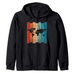 World Map Compass Overlay Zip Hoodie